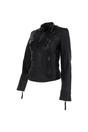 Black 'lolita' Real Leather Mandarin Collar Biker Jacket, Image 3 of 5