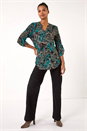 Teal Stretch Paisley Print Shirt, Image 2 of 5
