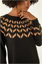 Camel  Chevron Stretch Knit Jumper Dress, Image 5 of 5
