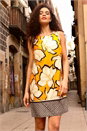 Yellow Floral Border Print Shift Dress, Image 1 of 5
