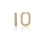 Gold Pave Rectangular Sterling Silver Oval Hoop Earring, Image 1 of 4