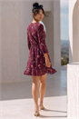 Wine Petite Floral Wrap Frill Stretch Dress , Image 4 of 5