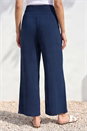 Navy  Petite Shirred Waist Trouser, Image 3 of 4
