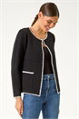 Black Blanket Stitch Cardigan, Image 2 of 5
