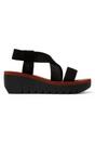 Black Womens Casual Wedge Sandals -YABI922FLY, Image 1 of 4