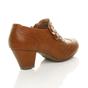 Tan AJVANI Tan Mid Heel Brogue Button Ankle Boots Shoe Boots, Image 4 of 6