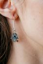Silver Long Silver Evil Eye Hamsa Dangle Earrings, Image 1 of 4