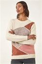 Ivory  Patch Work Knit Jumper, Image 4 of 5