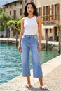 Blue Dusk Denim Stretch Wide Leg Culottes, Image 1 of 4