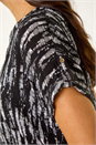 Black Abstract Print V-Neck Button Top, Image 5 of 5