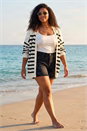 Black Curve Stripe Edge to Edge Cardigan, Image 3 of 4