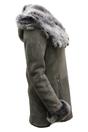 Grey Hooded Merino Sheepskin Coat-Monrovia, Image 3 of 5
