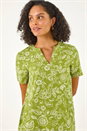 Green Paisley Print Linen Blend Shift Dress, Image 4 of 5
