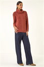 Rust Chenille Roll Neck Knit Jumper, Image 3 of 5
