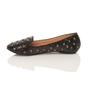 Black Studded Glitter Loafers Ballet Flats, Image 3 of 5