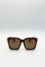 Brown SVNX Brown Oversized Sunglasses with Gold Chain Detail, Image 1 of 6