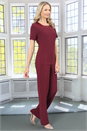 Wine Julianna Jersey Stretch Wide Leg Trouser, Image 1 of 5