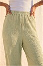 Light Khaki Dusk Textured Wide Leg Stretch Trouser, Image 4 of 5