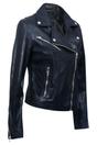 Black Womens Leather Biker Jacket-Matlock, Image 2 of 4