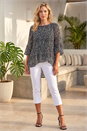 Black Floral Print Pleated Tunic, Image 3 of 4