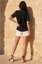 Black Floral Embroidered Top, Image 3 of 4
