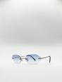 Blue Rimless Oval Hexagon Sunglasses, Image 3 of 4