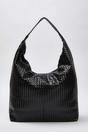 Black Woven Texture Oversized Tote Shoulder Bag, Image 1 of 4