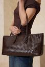 Brown Women's Woven Shoulder Bag with Intrecciato Pattern, Image 1 of 3