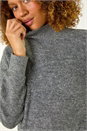 Charcoal Sequin Detail High Neck Jumper, Image 5 of 7