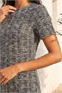Black Textured Stretch Shift Dress, Image 4 of 4