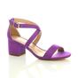 Purple AJVANI Purple Mid Block Heel Crossed Straps Sandals, Image 1 of 6
