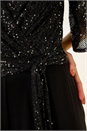 Black Sequin Flutter Sleeve Stretch Jumpsuit, Image 5 of 5