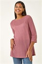 PINK Crochet Knit Tunic Stretch Top, Image 2 of 5