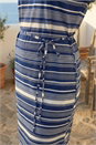 Navy  Petite Stripe Tie Waist Midi Dress, Image 4 of 4