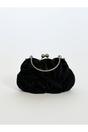 Black SVNX Black Rose Satin Clutch Bag, Image 1 of 4