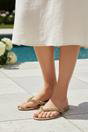 Gold XY LONDON Gold 'Veda' Flat Flip Flop Sandals With Jewel Details, Image 7 of 7