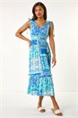 Light Blue  Patchwork Shimmer Maxi Dress, Image 2 of 5