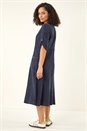 Denim Textured A-Line Midi Dress, Image 1 of 5