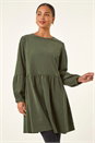 Khaki Petite Cord Cotton Mini Dress, Image 1 of 5