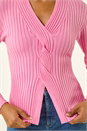 Pink Cable Split Detail Rib Jumper, Image 5 of 5