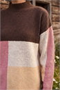 Chocolate Colour Block Marl Knit Jumper, Image 4 of 4