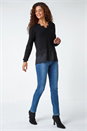 Black Lace Trim Chiffon Hem Jumper, Image 2 of 5