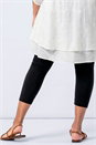 Black Curve Plain Elastic Waist Cropped Leggings, Image 4 of 4