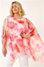 Pink Curve Watercolour Print Overlay Top, Image 1 of 5