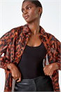 Rust Abstract Animal Print Longline Blouse , Image 4 of 5