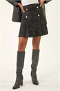 Black Pleated Box Button Skirt , Image 1 of 5