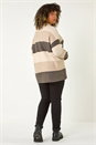 Natural  Curve Colour Block Stripe Knit Jumper, Image 3 of 7