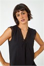 Black Sleeveless Lace Trim Cotton Top, Image 5 of 5