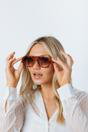 Brown SVNX Brown Retro Navigator Sunglasses, Image 5 of 7