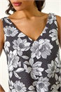 Black Mono Floral Print V-Neck Cami Top, Image 5 of 5